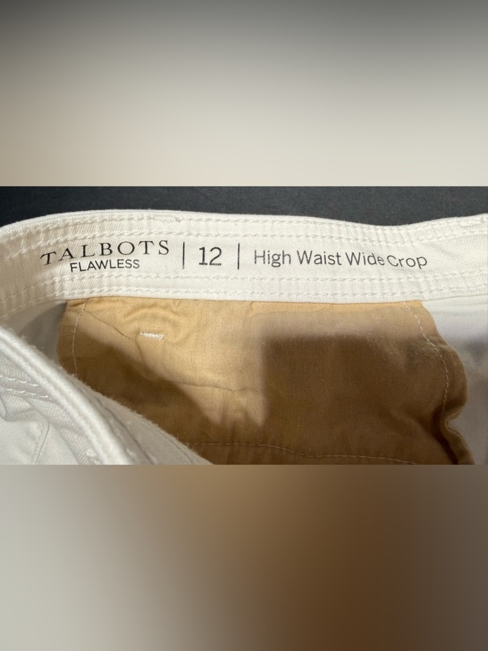 Talbots Wide Leg Cropped coastal eurosummer White denim pedal pushers pants 12 - Picture 7 of 9
